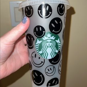 Smile Face Starbucks Cold Cup 24oz Venti with Straw